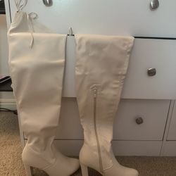White Leather Boots 