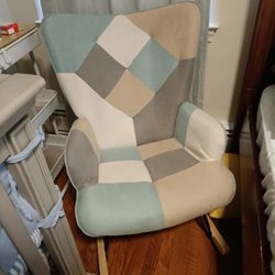 Patchwork Upholstered Rocking Chair