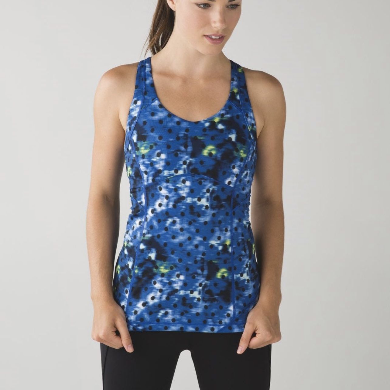 LULULEMON Kanto Catch Me Windy Blooms Saphire Blue Polka Dot Tank Top