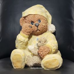 Vintage Boyds Bears Crying Teddy Bear Resin Figurine Yellow Pajamas Baby Bear