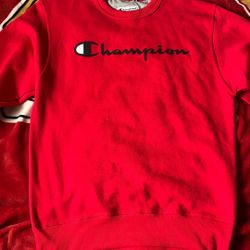 Champion Red Crewneck Long Sleeve Size Small 