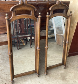 Matched Pair Vintage Walnut Mirrors 52” Tall