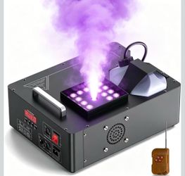 1500W Fog Machine with Lights, 24 RGB LED Vertical Stage Smoke Machine, DMX & Wireless Remote Control, 2.5 Liters with 20000 CFM for Wedding Christmas