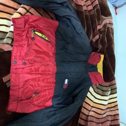 Vtg 90s Tommy Hilfiger Outdoors Expedition Fleece Lined Packable Hooded Jacket