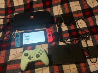 Nintendo Switch with Dock, Case, and Controllers