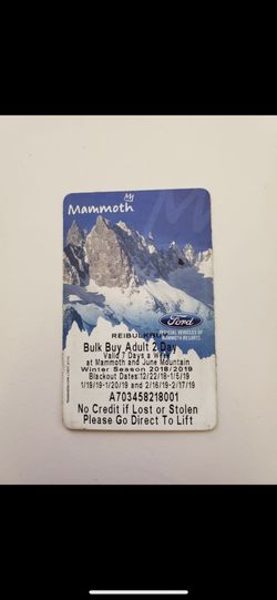 1 day mammoth lift ticket great deal!!
