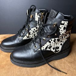 New Michael Kors MK Signature Speckled Haircalf Trudy Bootie Black/white, 7M