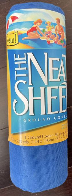NEW The Neat Sheet Ground Cover 57x77 Sand Beach 57” x 77” Blue Repels Washable
