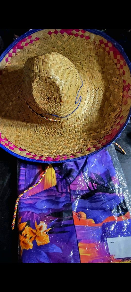 HALLOWEEN: TOURIST CUSTOME, NEW SHIRT & SOMBRERO. $17 PICK EITHER OR BOTH FOR $30. FIRM. CAN SHIP W/PAYPAL OR VENMO.