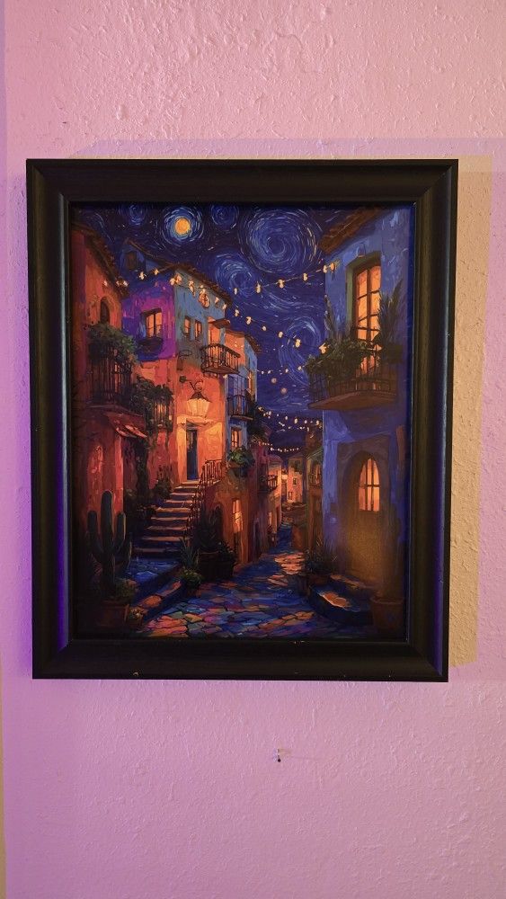 Starry Night Spanish Alley – Framed Art Print