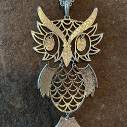 Vintage Dangling Owl Necklace 
