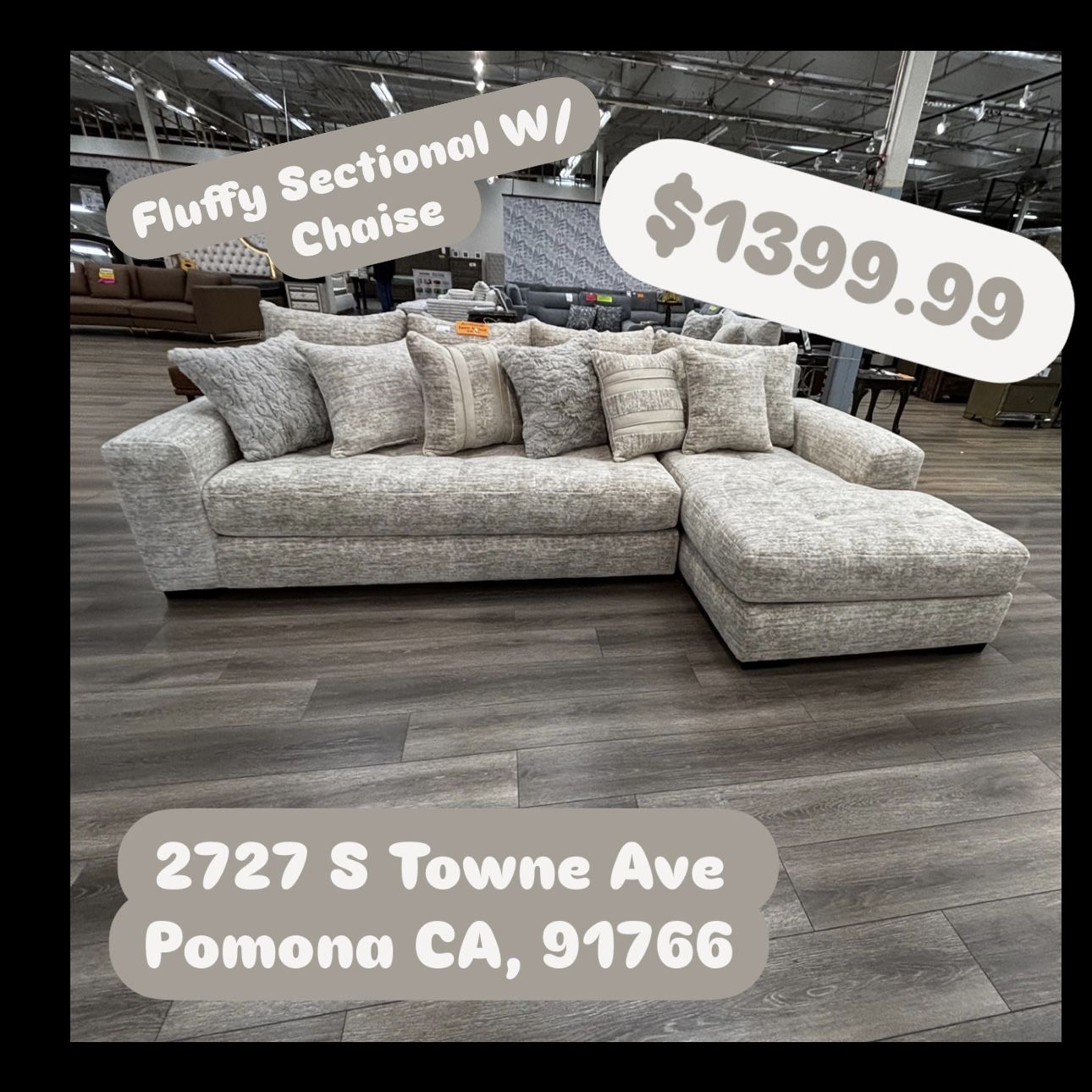 Arianna Fluffy Sectional With Chaise