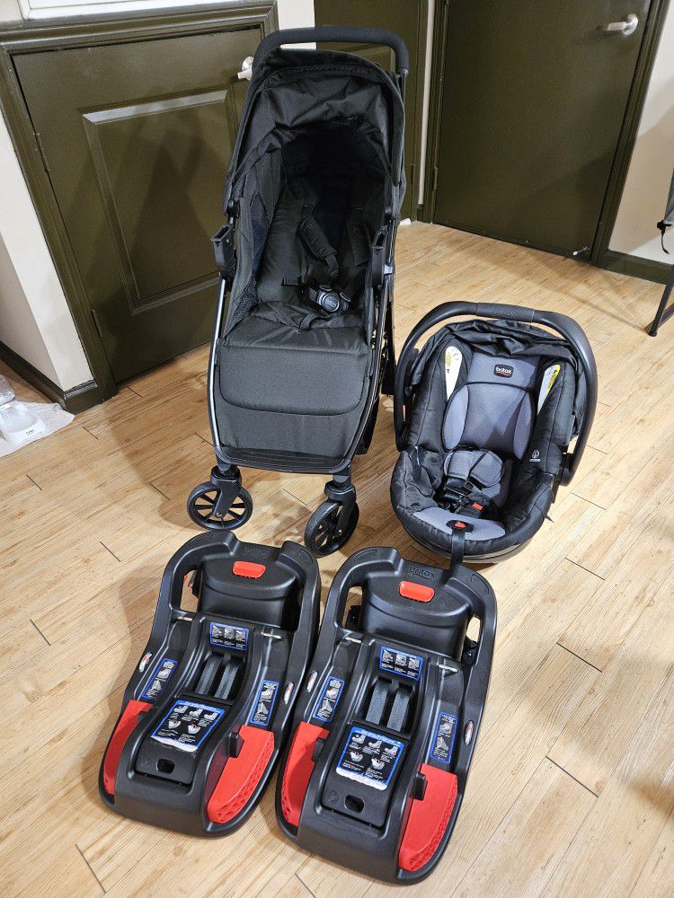 CLEAN Britax B-clever B-safe travel system car seat + stroller + 2 car base