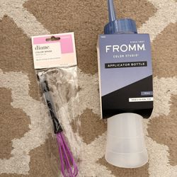 Hair dye bottle and whisk