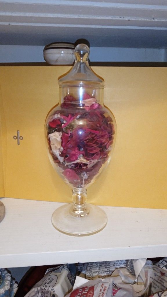 Dry Flowers In Glass Container