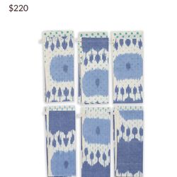 Set Of 6 Hand Blocked Napkins In Ocean Florals