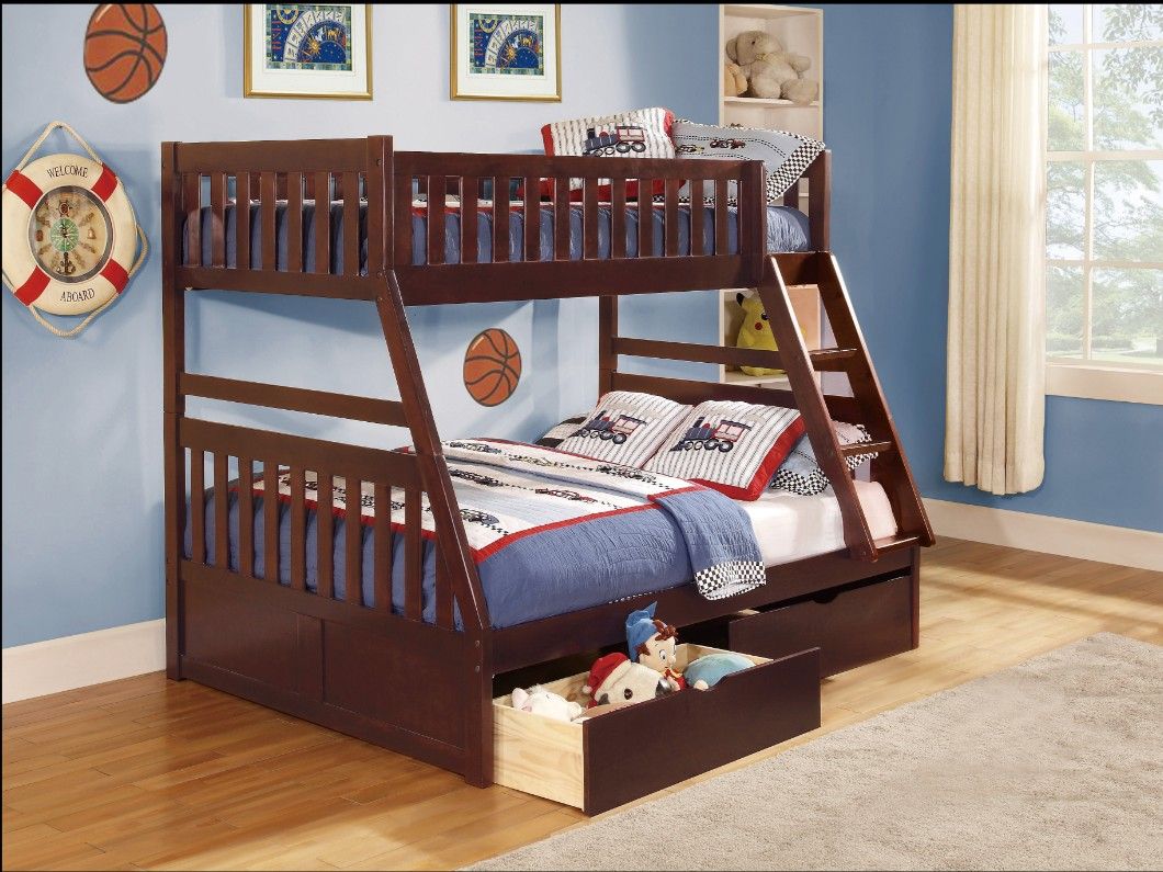 Twin/Full Bunk Bed with Storage Boxes 💥 Good quality furniture