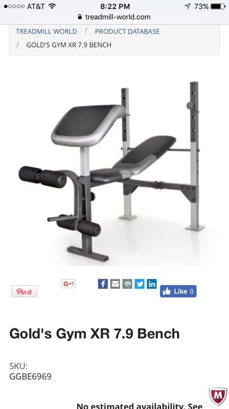 Golds Gym XR 7.9 bench press W weights for Sale in San Jose CA OfferUp