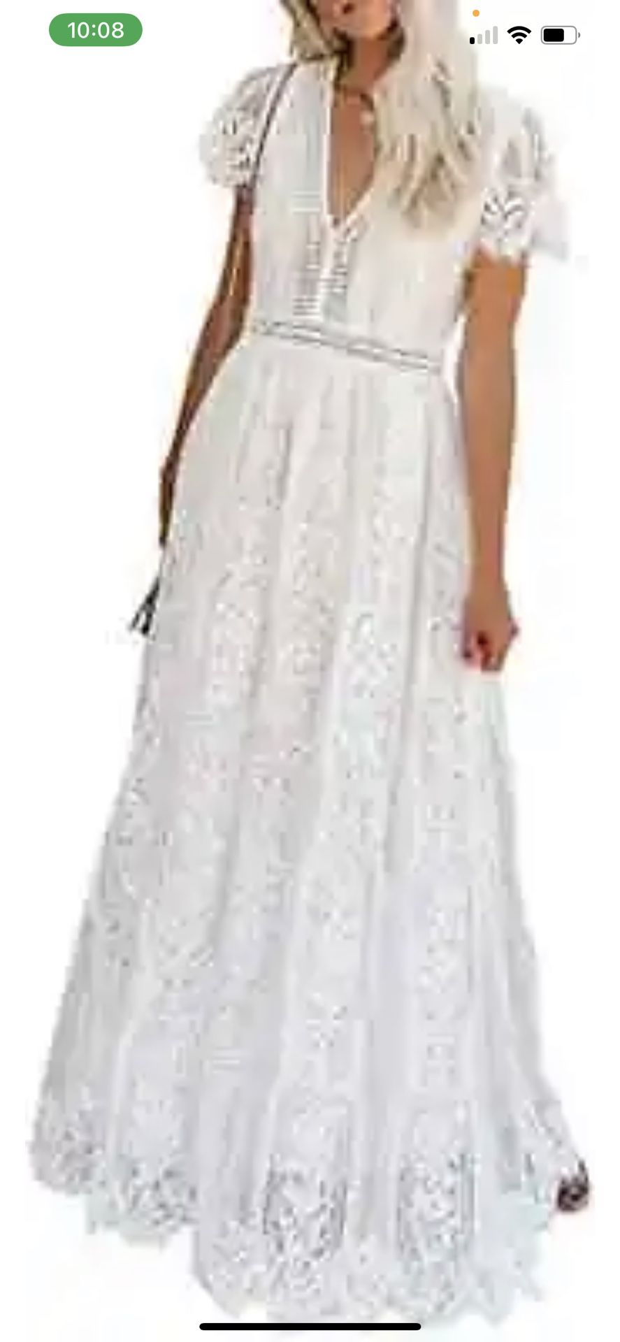 New White Long Floral Dress Party Wedding S