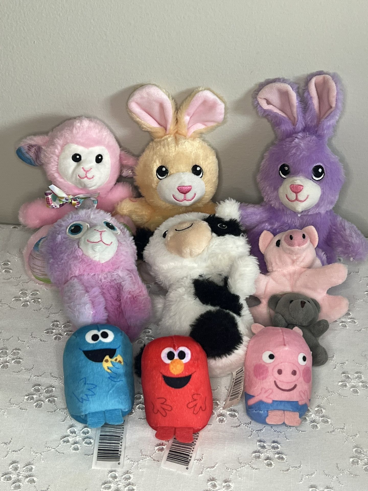 Lot of 10 Plush Toys – Elmo, Peppa Pig, Bunnies & More – Only $5!