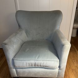 Velvet Wingback Chair - Sea Mist Blue