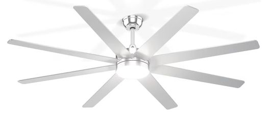 Phylluz 72'' Silver Large Ceiling Fan with Light for Indoor/Covered Outdoor Remote/APP Control