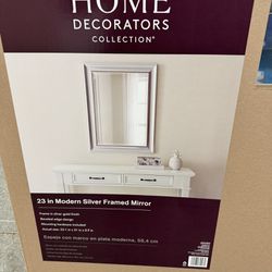 Brand New Unopened 23”  Modern Silver Framed Mirror