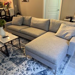 Article 114” Gray Sectional w/ Chaise – Like New