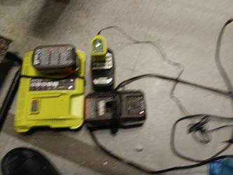 Ryobi tool set chainsaw table saw two drills three Chargers two batteries