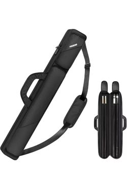 Pool Cue Case, Pool Stick Case 2x2 Holds 2 Sticks with 2 Accessory Zipper Pocket