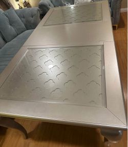 TABLE DINING GLASS INLAYS ORNATE VICTORIAN
