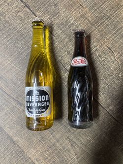 1(contact info removed) Vintage Pepsi And Mission Beverage Unopened Glass Bottles
