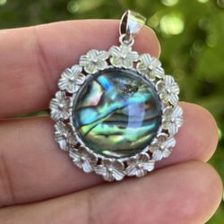 Sterling Silver Abalone Shell Pendant 