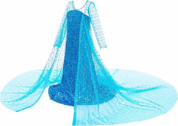 Elsa Princess Costume  Long Cape Birthday Party Dress up Size 130