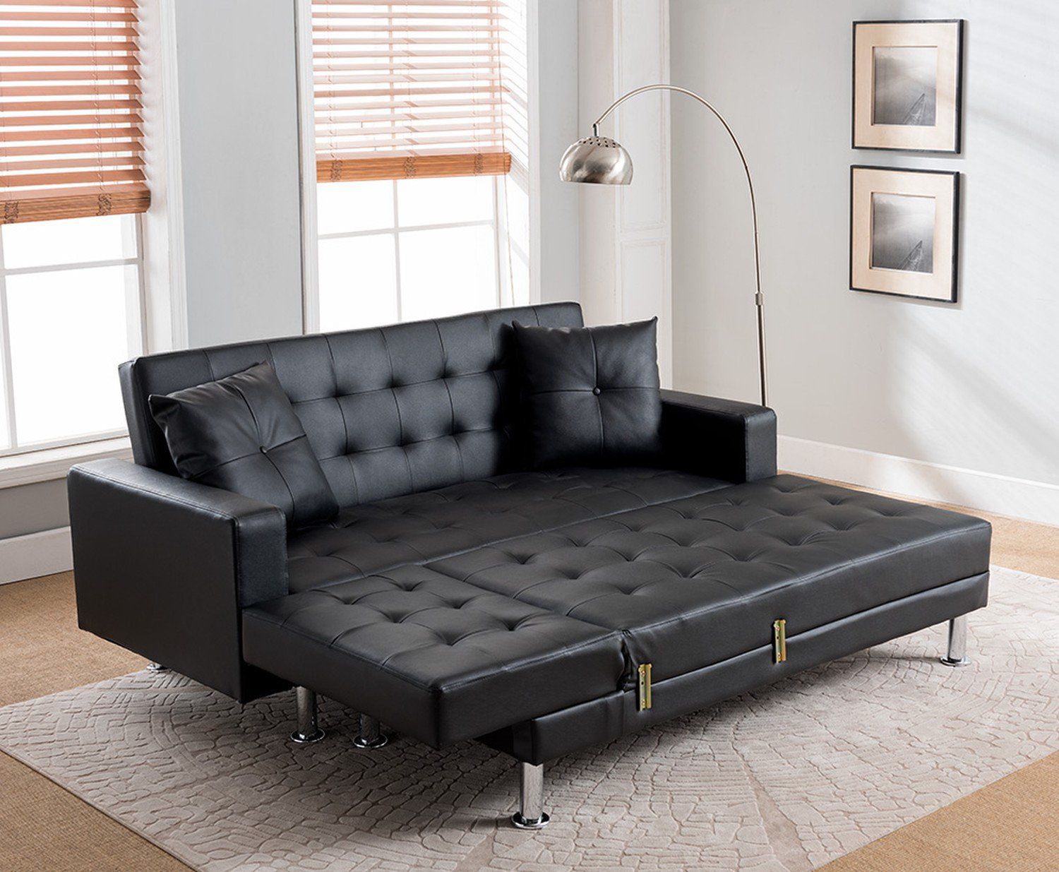 🤌🛋️🌟Black Sectional Sofa Bed