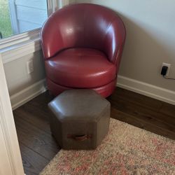 Matching Leather Swivel Chairs With Footstools