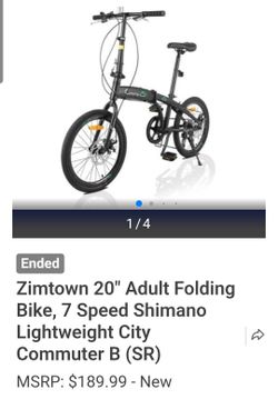Zimtown 20" Adult Folding Bike, 7 Speed Shimano Lightweight City Commuter Bicycle, Black