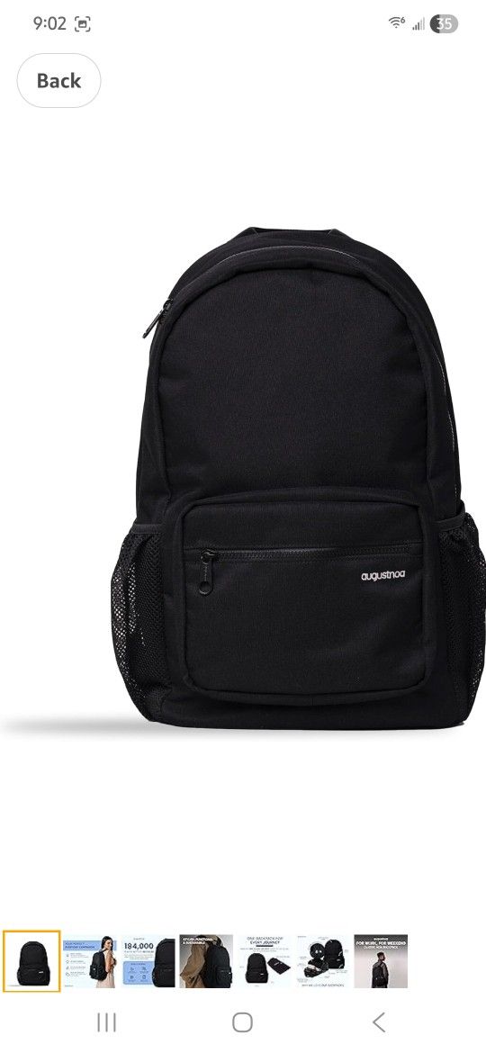 augustnoa Classic Noa Backpack | Fits 17" Laptop | Water-Resistant, 10 Pockets, Tablet Pocket & Drawstring Bag | Ideal for Work, School, Gym & Travel 