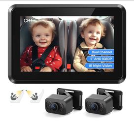 Itomoro Dual Baby Car Camera for 2 Baby [1080P HD & IR Night Vision] 360° Rotation & 150° Wide View Easy Install Rear Facing Baby Car Backseat Monitor