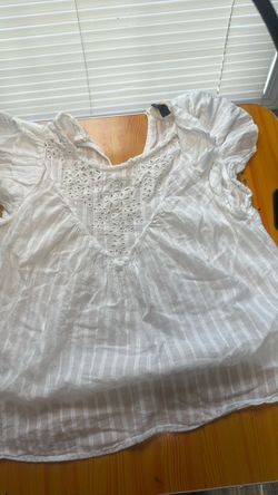 White Eyelet Ruffle Sleeve Blouse