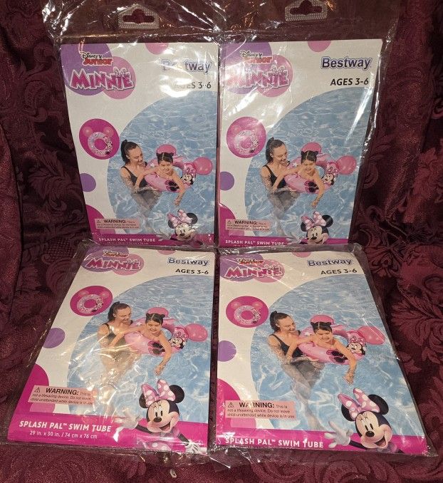 4 Disney Junior Minnie Mouse Floaties Swim Tubes Age 3-6 Splash Pal