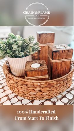 Wood Tea Light Candle Centerpiece Decor