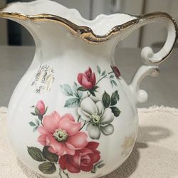 Vintage Floral Print Pitcher 