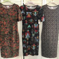 LULAROE Sz XXS Lot of 3 JULIA Dresses multicolored