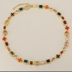Gemstone necklace 18k gold plated