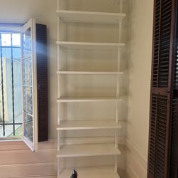 Two CB2 White Shelves 