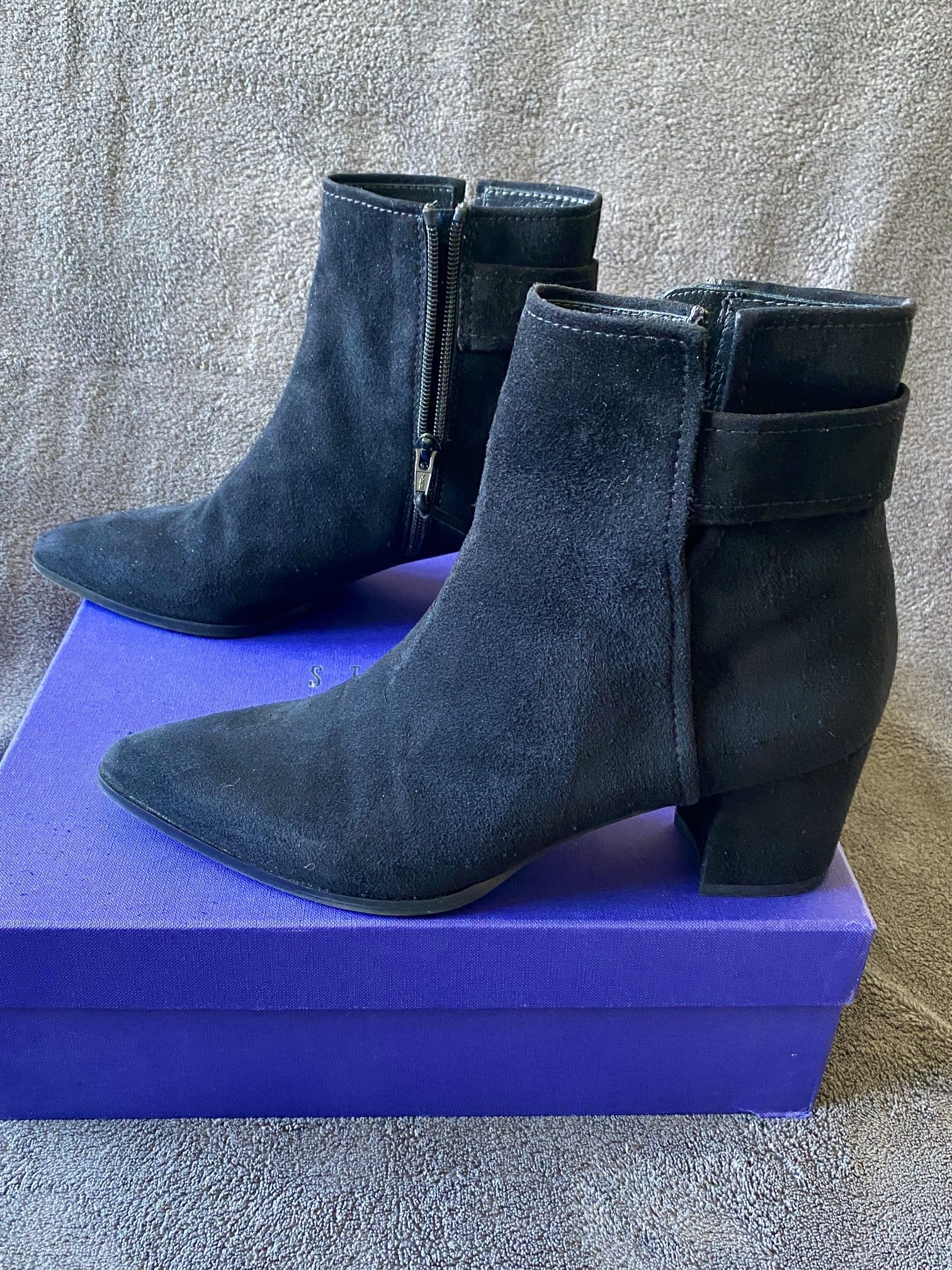 STUART WEITZMAN Black Suede Zippered Bootie Size 7.5