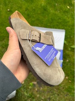 Birkenstock Boston Clogs Taupe Suede Size 39 / Women’s 8