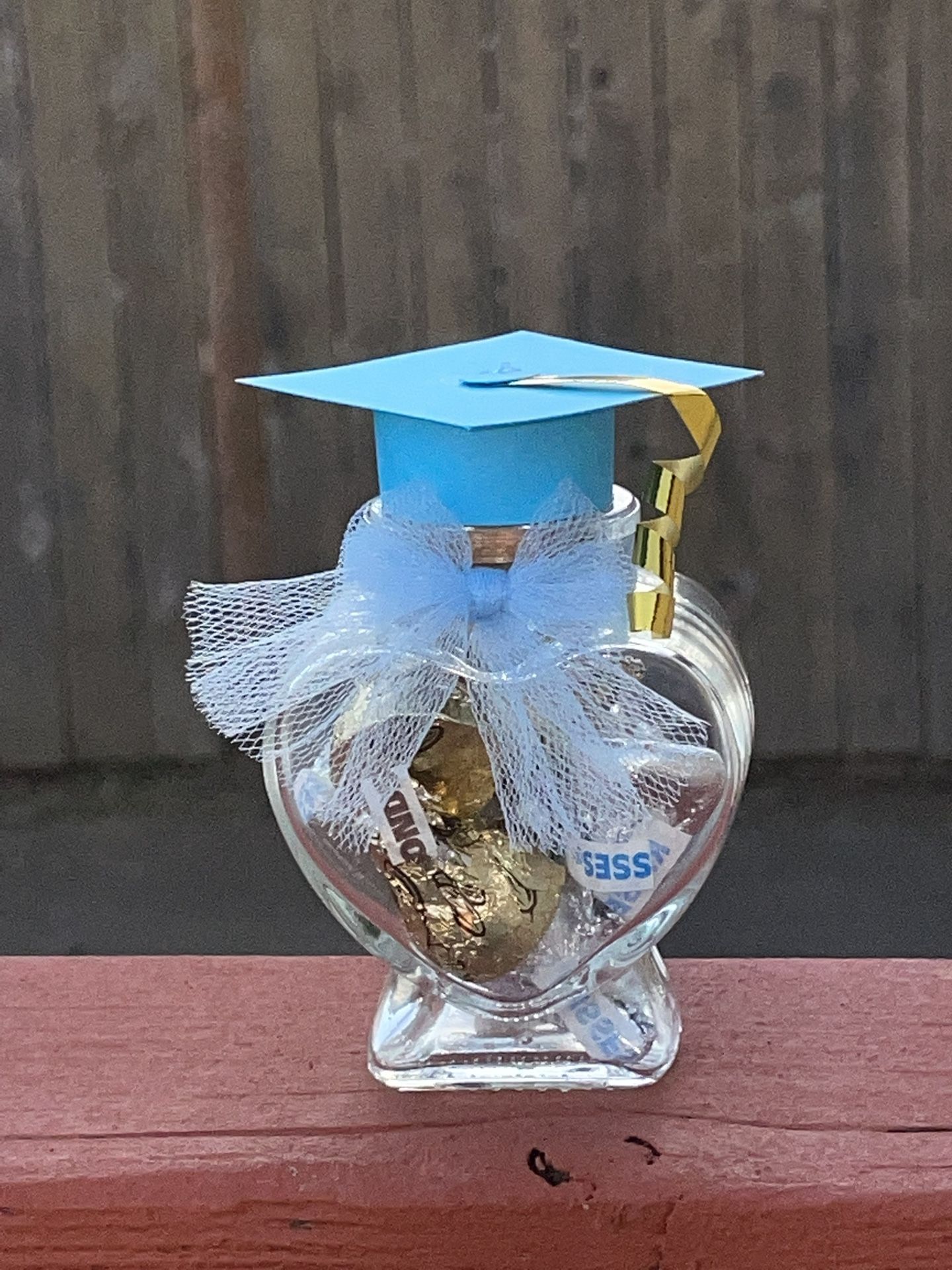 Blue Graduate Candy Heart Jar