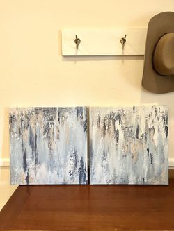 2 Abstract Canvas Paintings - Light And Easy To Hang!